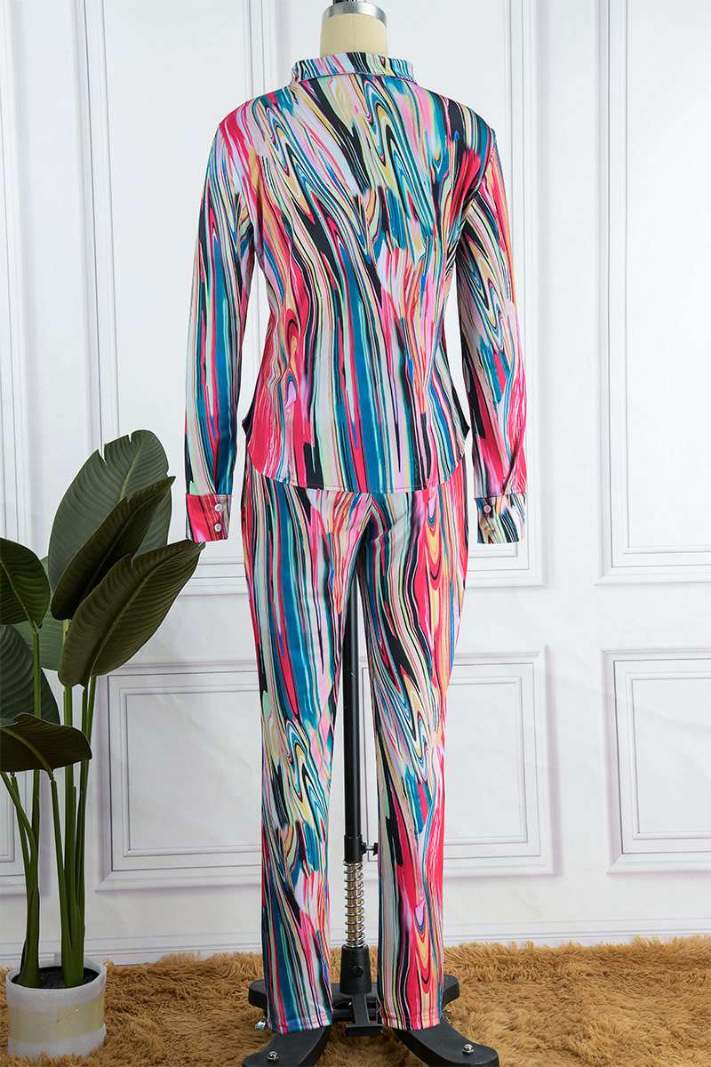 Fashion Street Solid Patchwork Turndown Collar Long Sleeve Two Pieces main image 1