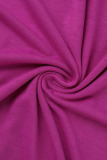 Rose Red Street Solid Patchwork Fold Off the Shoulder One Step Skirt Plus Size Dresses