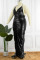 Gold Sexy Solid Patchwork Backless Fold Halter One Step Skirt Plus Size Dresses
