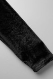Black Sexy Solid Fold Turtleneck Long Sleeve Dresses