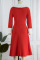 Red Elegant Solid Patchwork V Neck A Line Dresses
