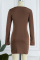 Coffee Casual Solid Patchwork Zipper Collar Long Sleeve Dresses