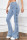Light Blue Casual Solid Patchwork Mid Waist Regular Denim Jeans