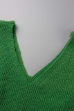 Green Sexy Casual Solid Hollowed Out Turtleneck Long Sleeve Two Pieces