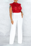 White Street Solid Patchwork Boot Cut High Waist Speaker Solid Color Bottoms