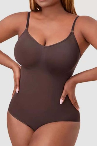 Brown Sexy Solid Basic Bustiers