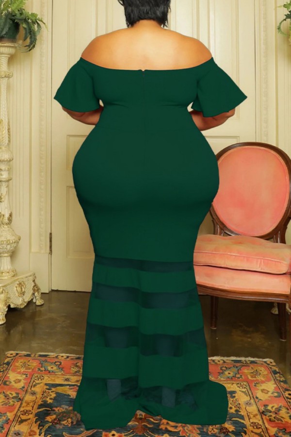 See Through Jersey Sexy Dresses with Slit Red Plus Size