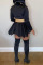 Green Casual Solid Patchwork With Belt Turn-back Collar Straight Dresses