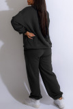 Black Casual Solid Patchwork O Neck Long Sleeve Two Pieces