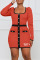 Red Casual Print Patchwork U Neck Pencil Skirt Dresses