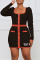 Black Casual Print Patchwork U Neck Pencil Skirt Dresses