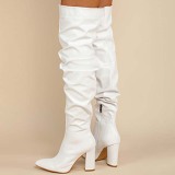 White Casual Patchwork Solid Color Pointed Out Door Shoes (Heel Height 3.94in)