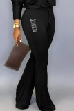 Black Casual Solid Patchwork Hot Drill Off the Shoulder Straight Jumpsuits