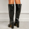 Black Casual Patchwork Solid Color Pointed Out Door Shoes (Heel Height 4.13in)