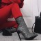 Apricot Casual Patchwork Rhinestone Pointed Shoes (Heel Height 4.53in)