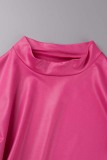 Black Sexy Solid Fold Basic Half A Turtleneck Long Sleeve Dresses