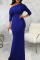 Red Street Solid Patchwork One Shoulder Trumpet Mermaid Dresses