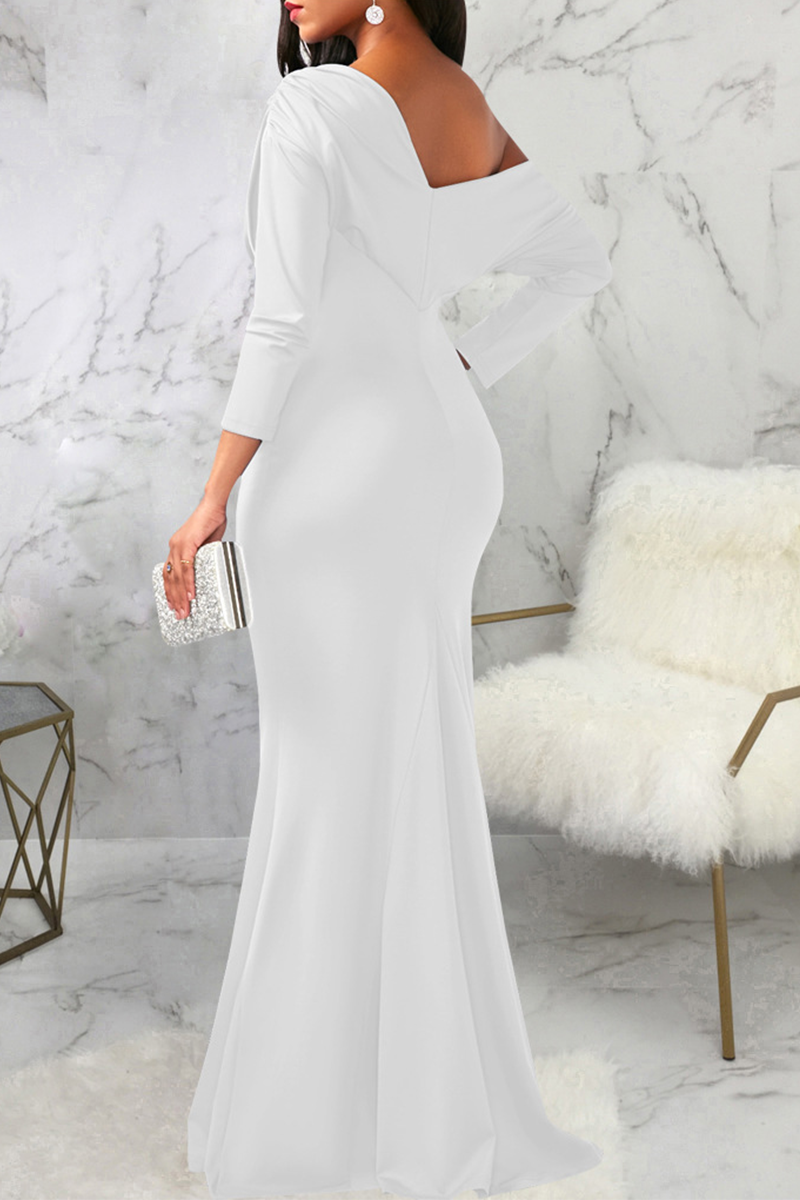 Formal Dress Terracotta One Shoulder Trumpet/Mermaid Sleeveless Pleats Long Stretch Satin Formal Dresses