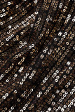 Black Gold Sexy Patchwork Tassel Sequins Patchwork Backless Spaghetti Strap Sleeveless Dress Dresses