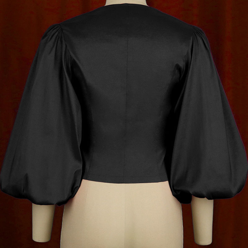 Elegant Solid Patchwork Flounce V Neck Tops