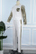 White Casual Patchwork O Neck Long Sleeve Two Pieces