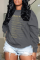 Grey Street Print Letter O Neck Tops