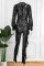 Black Fashion Sexy Adult Lace Solid Patchwork See-through O Neck Skinny Jumpsuits