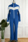Black Casual Patchwork Contrast Zipper Collar Long Sleeve Two Pieces