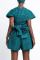 Blue Casual Print Bandage Patchwork Asymmetrical Collar Straight Jumpsuits