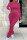Red Casual Sportswear Solid Patchwork Fold O Neck Long Sleeve Two Pieces