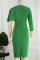 Green Casual Solid Patchwork Flounce O Neck One Step Skirt Dresses
