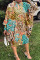 Apricot Casual Print Hollowed Out Half A Turtleneck Long Sleeve Dresses