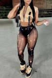 Black Sexy Solid Ripped Hollowed Out See-through Lingerie