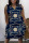 Tibetan Blue Casual Print Basic V Neck Sleeveless Dress Dresses