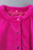 Rose Red Casual Solid Cardigan O Neck Outerwear