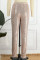 Grey Casual Patchwork Sequins Regular High Waist Pencil Patchwork Trousers
