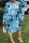 Blue Casual Print Hollowed Out Half A Turtleneck Long Sleeve Dresses