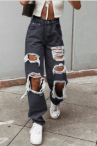 Black Street Solid Mid Waist Harlan Denim Jeans