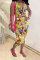 purple Fashion Casual adult Patchwork Print Character Two Piece Suits pencil Sleeveless Two Pieces