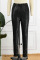 Black Casual Patchwork Sequins Regular High Waist Pencil Patchwork Trousers