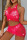 Watermelon Red Sexy Solid Hollowed Out Patchwork See-through Lingerie