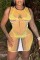 Yellow Sexy Print Basic O Neck Sleeveless Dress Dresses