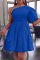 Blue Casual Solid Backless Oblique Collar A Line Dresses (Subject To The Actual Object)