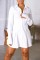 White Casual Solid Patchwork Turndown Collar Shirt Dress Dresses