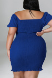 Purple Sexy Solid Patchwork Square Collar Pencil Skirt Plus Size Dresses