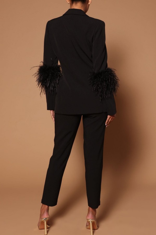Casual Patchwork Lace Up Contrast Turn-back Collar Long Sleeve Two Pieces main image 1