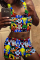 Blue Purple Casual Print Basic U Neck Sleeveless Two Pieces