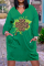 Green Casual Print Patchwork Basic V Neck Long Sleeve Dresses