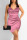 Rose Pink Sexy Solid Patchwork Asymmetrical Spaghetti Strap Sling Dress Dresses