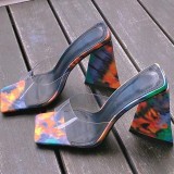 Green Casual Patchwork Solid Color Square Out Door Wedges Shoes  (Heel Height 4.33in)